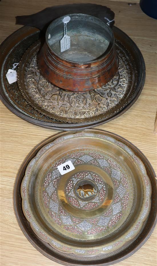 A quantity of Middle Eastern metalware including brass and copper